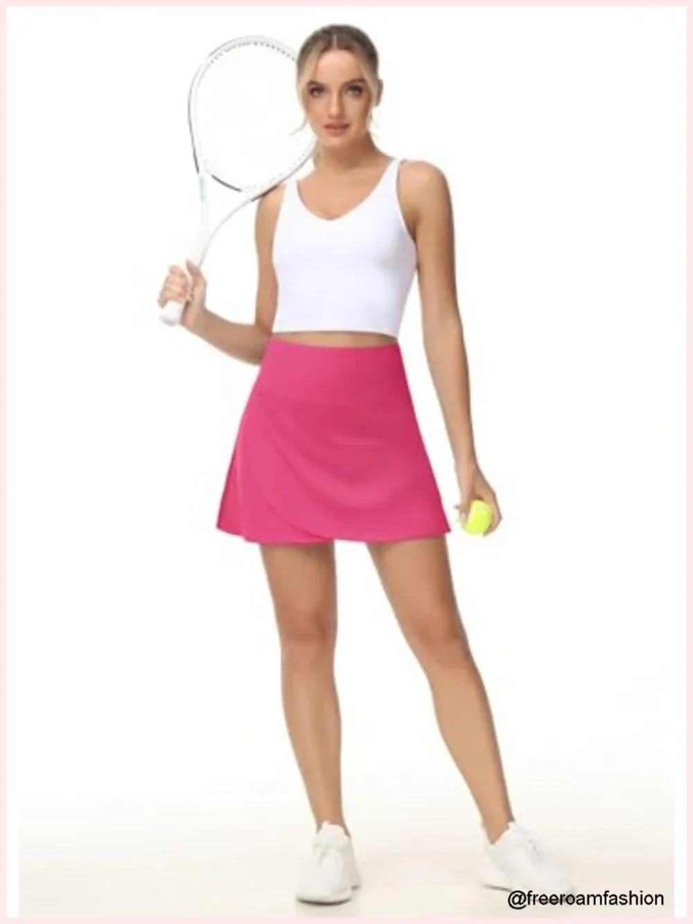 High Waisted Pleated Crossover Skorts with Built-in Shorts, Two Pockets, for